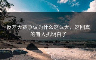 反差大赛争议为什么这么大，这回真的有人扒明白了