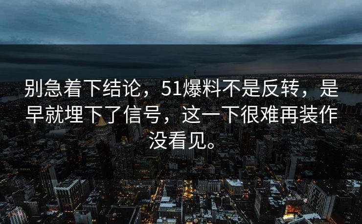 别急着下结论，51爆料不是反转，是早就埋下了信号，这一下很难再装作没看见。-第1张图片-51黑料网 - 娱乐猛料第一站