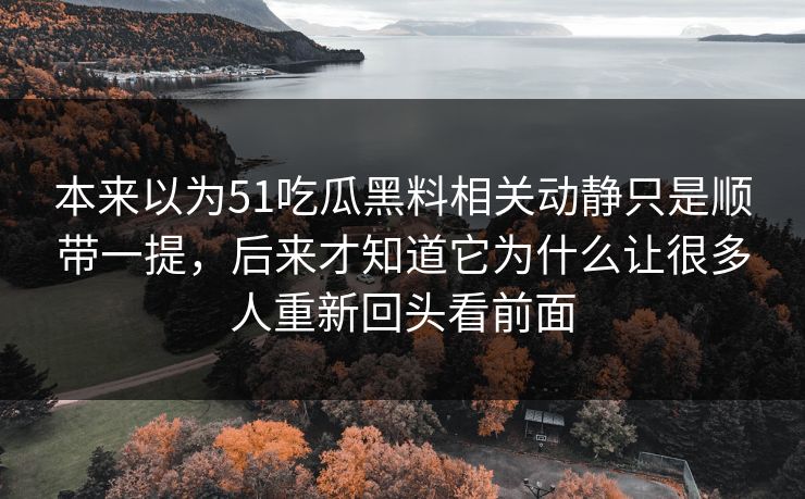 本来以为51吃瓜黑料相关动静只是顺带一提，后来才知道它为什么让很多人重新回头看前面-第1张图片-51黑料网 - 娱乐猛料第一站