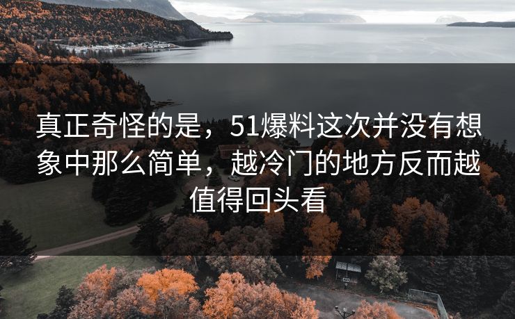 真正奇怪的是，51爆料这次并没有想象中那么简单，越冷门的地方反而越值得回头看-第1张图片-51黑料网 - 娱乐猛料第一站