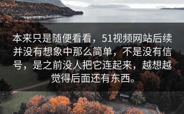 本来只是随便看看，51视频网站后续并没有想象中那么简单，不是没有信号，是之前没人把它连起来，越想越觉得后面还有东西。-第1张图片-51黑料网 - 娱乐猛料第一站