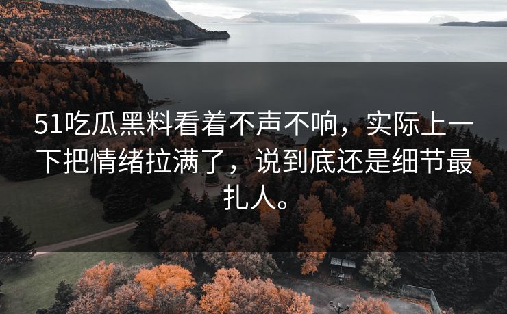 51吃瓜黑料看着不声不响，实际上一下把情绪拉满了，说到底还是细节最扎人。-第1张图片-51黑料网 - 娱乐猛料第一站