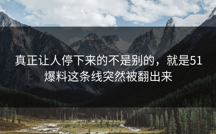 真正让人停下来的不是别的，就是51爆料这条线突然被翻出来-第1张图片-51黑料网 - 娱乐猛料第一站
