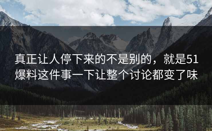 真正让人停下来的不是别的，就是51爆料这件事一下让整个讨论都变了味-第1张图片-51黑料网 - 娱乐猛料第一站
