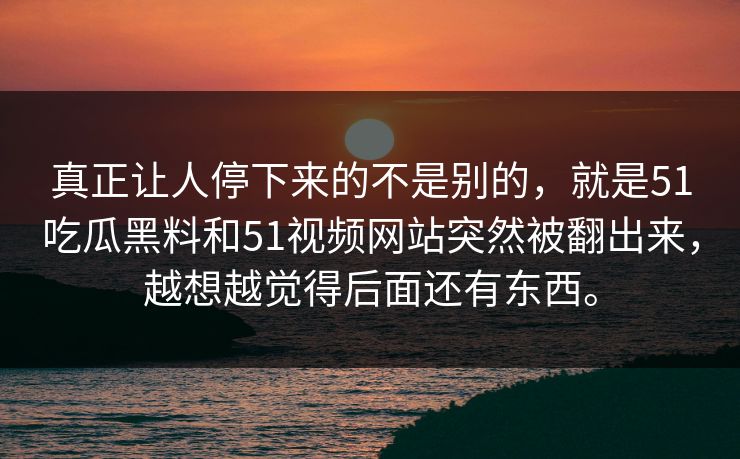 真正让人停下来的不是别的，就是51吃瓜黑料和51视频网站突然被翻出来，越想越觉得后面还有东西。-第1张图片-51黑料网 - 娱乐猛料第一站