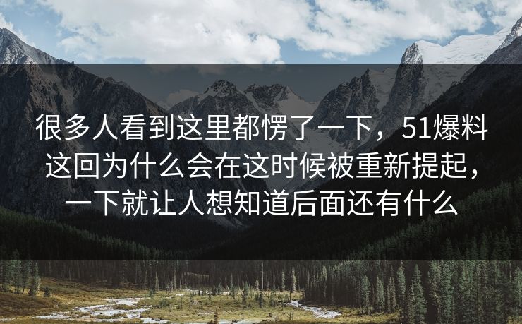 很多人看到这里都愣了一下，51爆料这回为什么会在这时候被重新提起，一下就让人想知道后面还有什么-第1张图片-51黑料网 - 娱乐猛料第一站