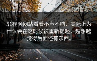 51视频网站看着不声不响，实际上为什么会在这时候被重新提起，越想越觉得后面还有东西。
