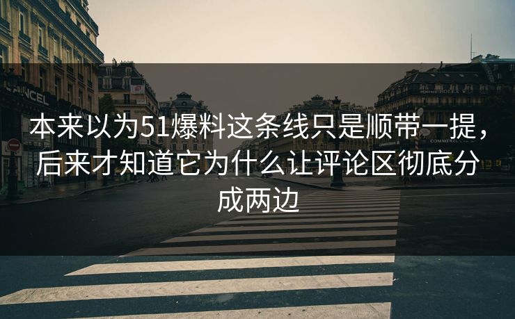 本来以为51爆料这条线只是顺带一提，后来才知道它为什么让评论区彻底分成两边-第1张图片-51黑料网 - 娱乐猛料第一站