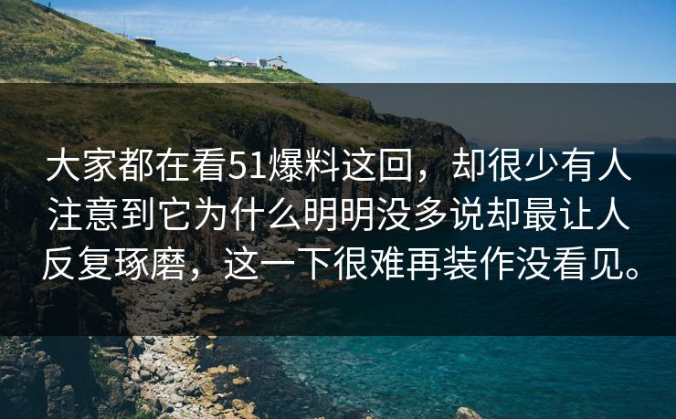 大家都在看51爆料这回，却很少有人注意到它为什么明明没多说却最让人反复琢磨，这一下很难再装作没看见。-第1张图片-51黑料网 - 娱乐猛料第一站