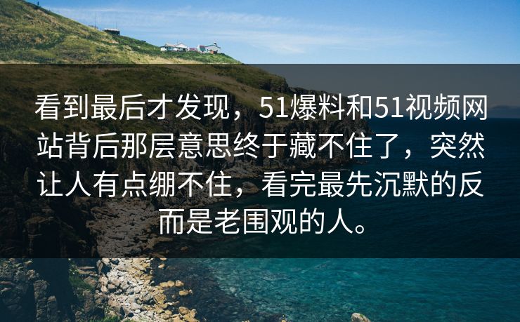 看到最后才发现，51爆料和51视频网站背后那层意思终于藏不住了，突然让人有点绷不住，看完最先沉默的反而是老围观的人。-第1张图片-51黑料网 - 娱乐猛料第一站