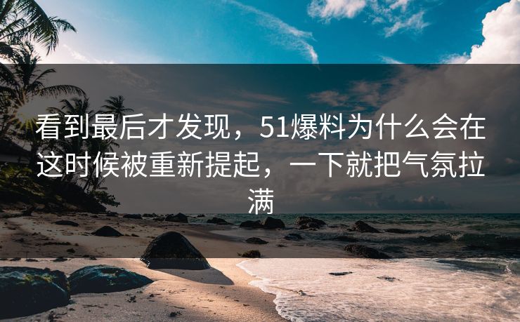 看到最后才发现，51爆料为什么会在这时候被重新提起，一下就把气氛拉满-第1张图片-51黑料网 - 娱乐猛料第一站