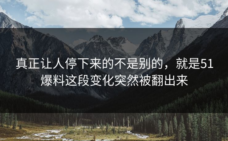 真正让人停下来的不是别的，就是51爆料这段变化突然被翻出来-第1张图片-51黑料网 - 娱乐猛料第一站