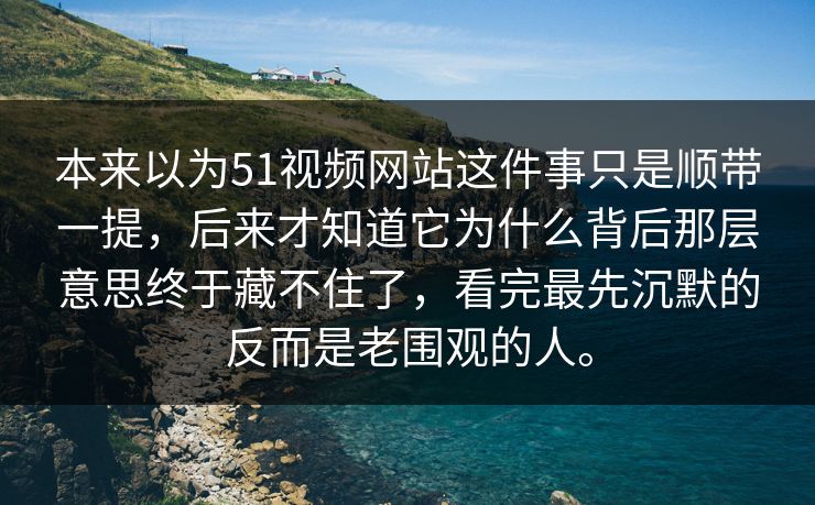 本来以为51视频网站这件事只是顺带一提，后来才知道它为什么背后那层意思终于藏不住了，看完最先沉默的反而是老围观的人。