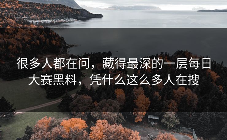 很多人都在问，藏得最深的一层每日大赛黑料，凭什么这么多人在搜