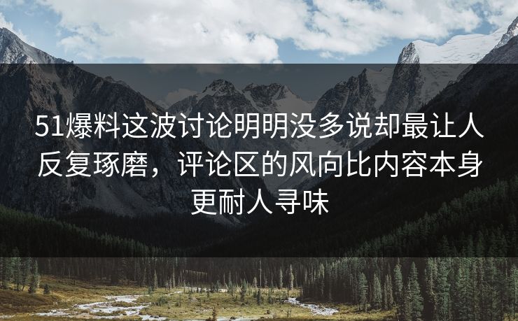 51爆料这波讨论明明没多说却最让人反复琢磨，评论区的风向比内容本身更耐人寻味